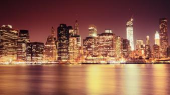 Manhattan new york city cities cityscapes night