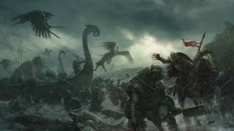 Vikings fantasy art armor battles artwork warriors wallpaper