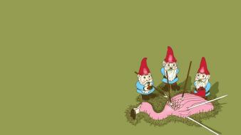 Dwarfs flamingos funny garden gnome gnomes wallpaper