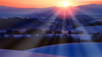 Mountains landscapes nature snow sun wallpaper