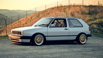 White cars golf volkswagen bbs