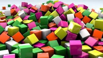 Blocks cubes digital art 3d colors wallpaper