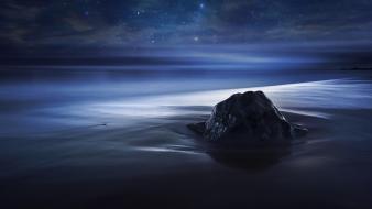 Blue velvet nocturnal night sky sea beach wallpaper