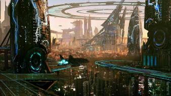 Cityscapes futuristic buildings science fiction artwork wallpaper