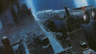 Futuristic spaceships science fiction artwork john harris wallpaper