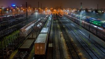 Lights buildings railroads nocturnal cities railway station wallpaper
