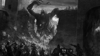 Monsters fantasy art battles artwork warriors wallpaper