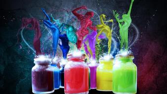 Multicolor paint digital art splashes splatter wallpaper