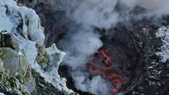 Nature volcanoes lava smoke rocks national geographic wallpaper