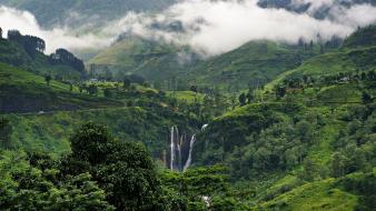 Ravine sri lanka clouds forests green wallpaper