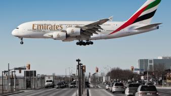 Airbus airliners a380-800 aviation cities emirates airlines wallpaper