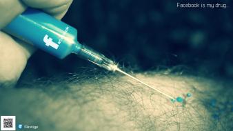 Blue facebook drugs syringe digital art