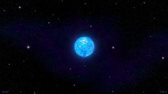 Blue outer space stars planets lonely digital art wallpaper