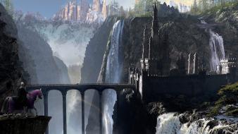 Castles fantasy art 3d render waterfalls graphic