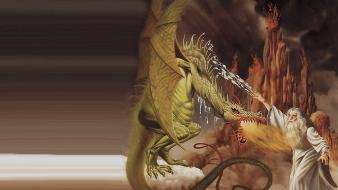 Dragons fighting mystic wallpaper