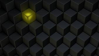 Green black cubes isometric 3d wallpaper