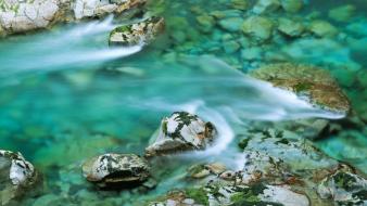 Green blue stones rivers sea rock wallpaper