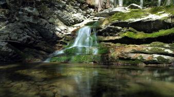 Landscapes nature rocks spring waterfalls lagoon creek wallpaper
