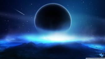 Landscapes outer space stars planets digital art wallpaper