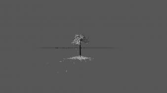 Minimalistic trees musical gray background wallpaper