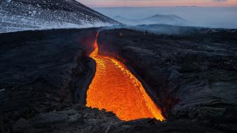 Mountains landscapes snow volcanoes lava russia magma wallpaper