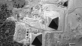 Space satellite egypt grayscale giza pyramids outerspace