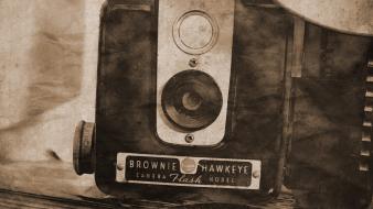 Vintage retro cameras sepia photographers kodak brownie hawkeye wallpaper