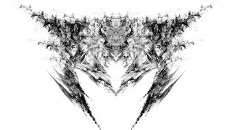 White rorschach apophysis test symmetric fractal inkblot wallpaper