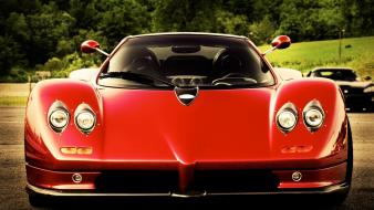 Cars pagani red front view sport