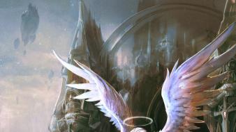 Demons fantasy art battles artwork halos swords wallpaper