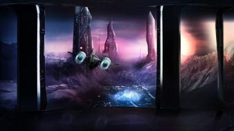 Fantasy art spaceships artwork wallpaper
