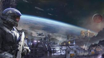 Space futuristic halo digital art science fiction wallpaper