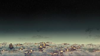 Video games clouds bioshock infinite cities skies wallpaper