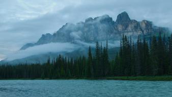 Banff national park canada clouds forests green wallpaper