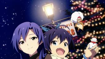 Christmas trees ganaha hibiki idolmaster kisaragi chihaya wallpaper