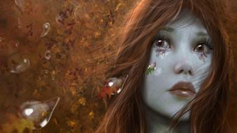 Crying girl art wallpaper