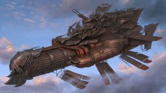 Fantasy art flying steampunk wings wallpaper