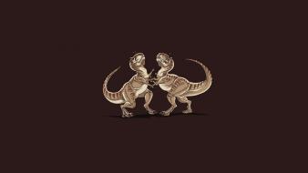 Minimalistic dinosaurs fight funny rex wallpaper