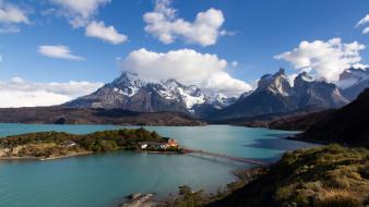 Mountains ocean clouds landscapes nature snow trees