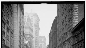 New york city buildings crowd historical monochrome wallpaper