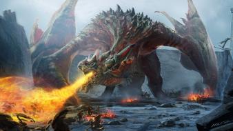 The elder scrolls v: skyrim dragons game wallpaper