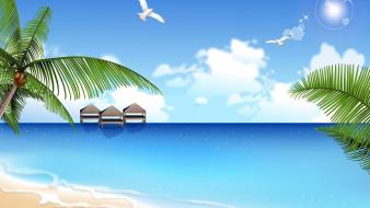 Cartoon beach wallpaper