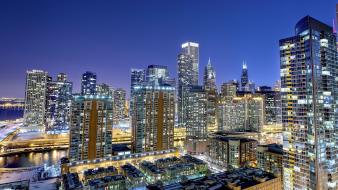 Chicago cityscapes dawn lights