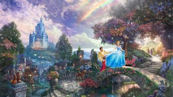 Cinderella disney castle thomas kinkade digital art prince wallpaper