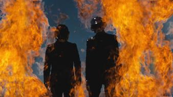 Daft punk flames helmets music suit wallpaper