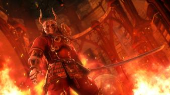 Fantastic digital art fantasy red warriors wallpaper