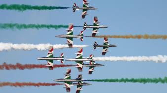 Frecce tricolori italian air force airplanes contrails wallpaper