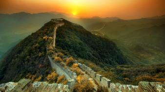 Mountains landscapes trees forests china great wall of wallpaper