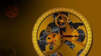 Orange clockwork digital art wallpaper