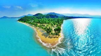 Samui thailand beaches green hills wallpaper